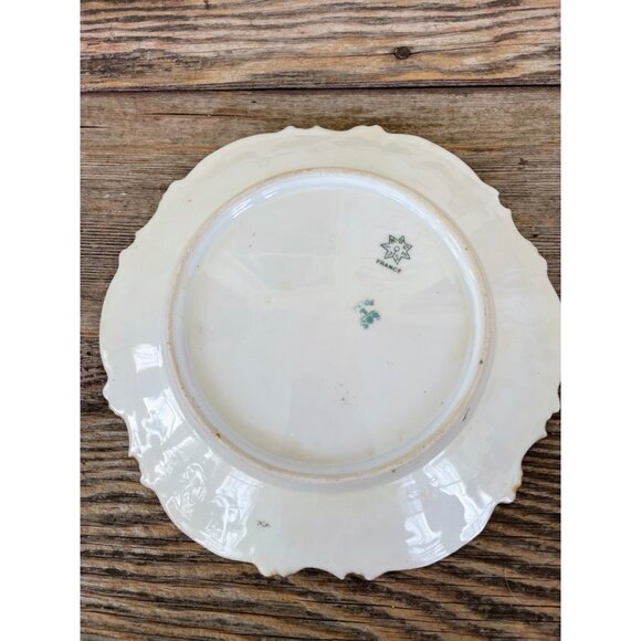 Antique Limoges Strauss & Sons Plate Heavy Gold Hand Painted Clover Flowers 8" - Picture 4 of 13